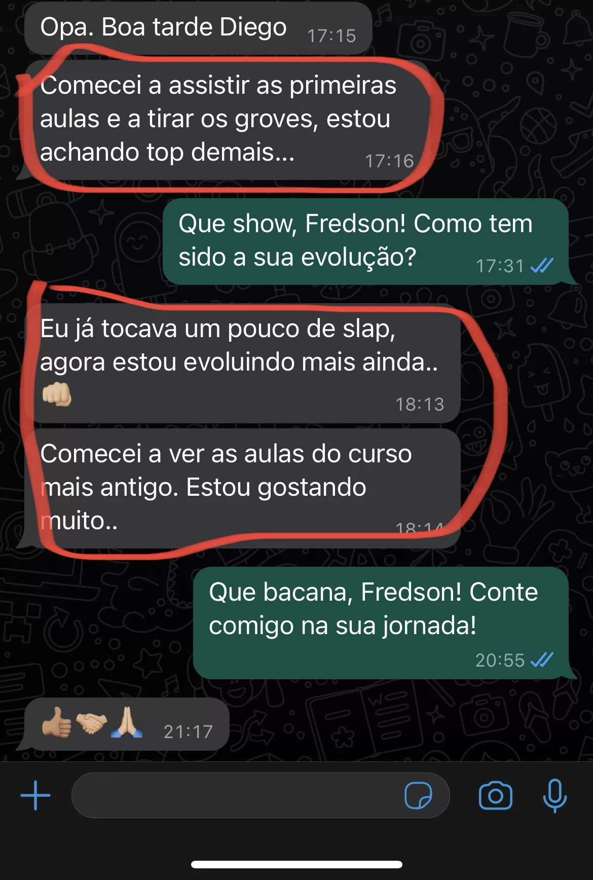 Depoimento de aluno