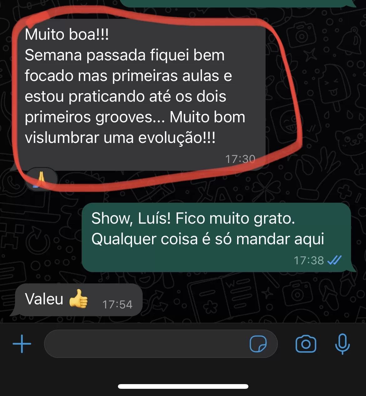 Depoimento de aluno